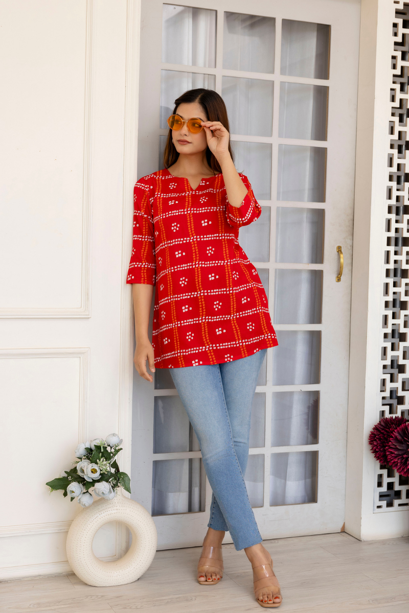 Women Printed Reyon Straight Kurti