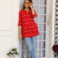 Women Printed Reyon Straight Kurti