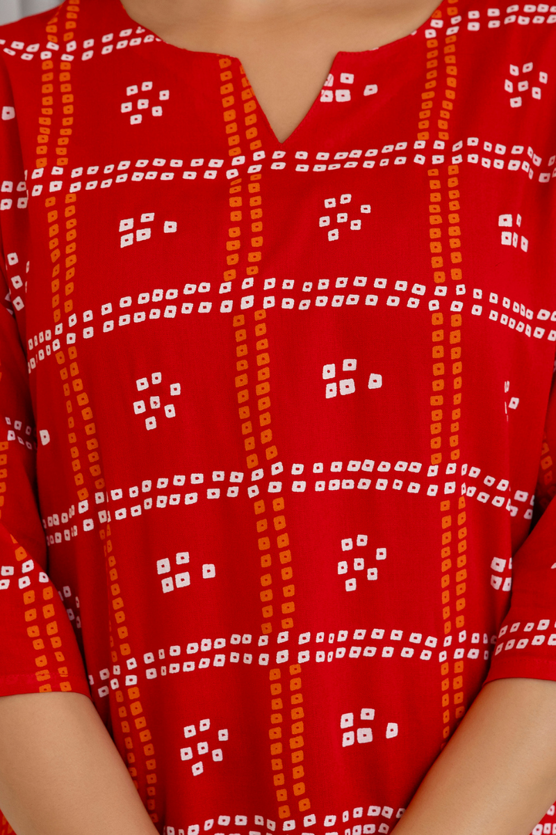 Women Printed Reyon Straight Kurti