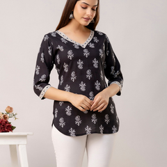 Women Printed Reyon Straight Kurti