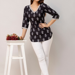 Women Printed Reyon Straight Kurti