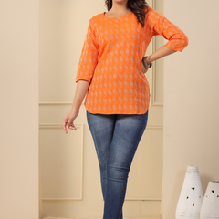 Women Printed Pure Cotton Straight Kurti