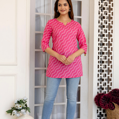 Women Printed Pure Cotton Straight Kurti