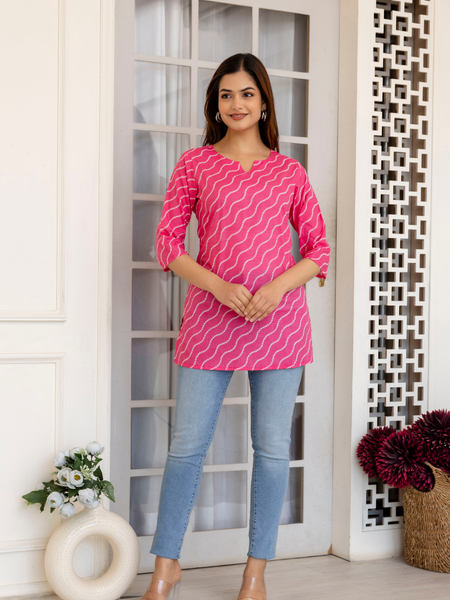 Women Printed Pure Cotton Straight Kurti