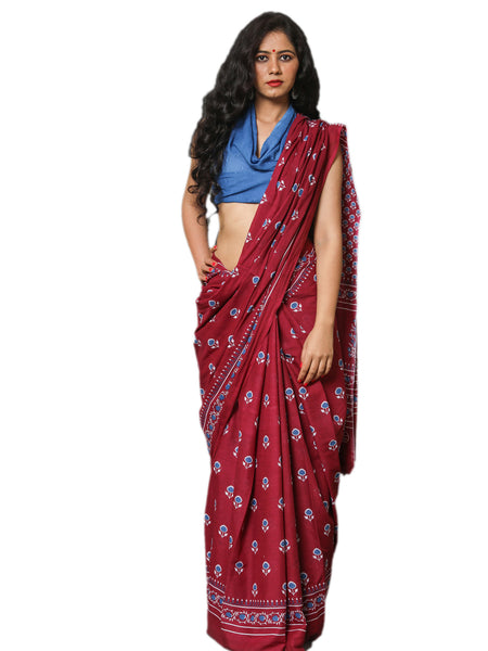 Elegant Hand Block Printed Cotton Saree