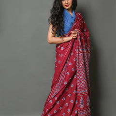 Elegant Hand Block Printed Cotton Saree