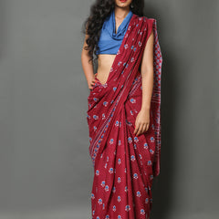 Elegant Hand Block Printed Cotton Saree