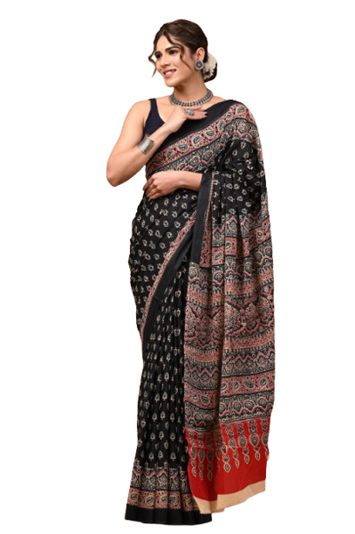 Elegant Hand Block Printed Cotton Saree
