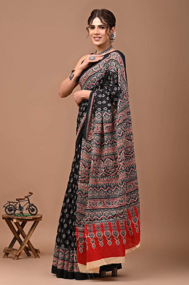 Elegant Hand Block Printed Cotton Saree