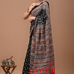 Elegant Hand Block Printed Cotton Saree