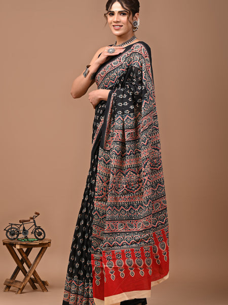 Elegant Hand Block Printed Cotton Saree