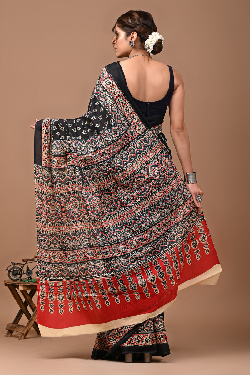 Elegant Hand Block Printed Cotton Saree