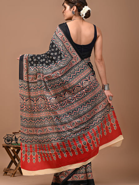 Elegant Hand Block Printed Cotton Saree