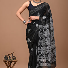 Elegant Hand Block Printed Cotton Saree