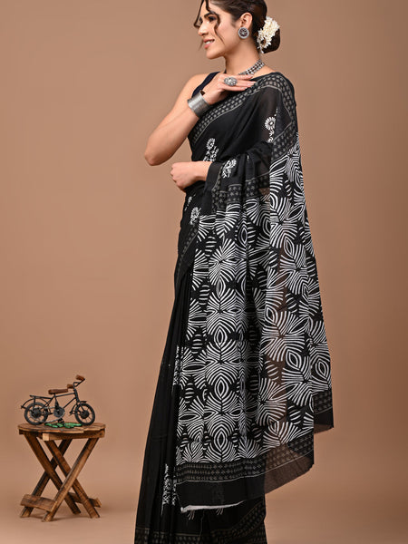 Elegant Hand Block Printed Cotton Saree