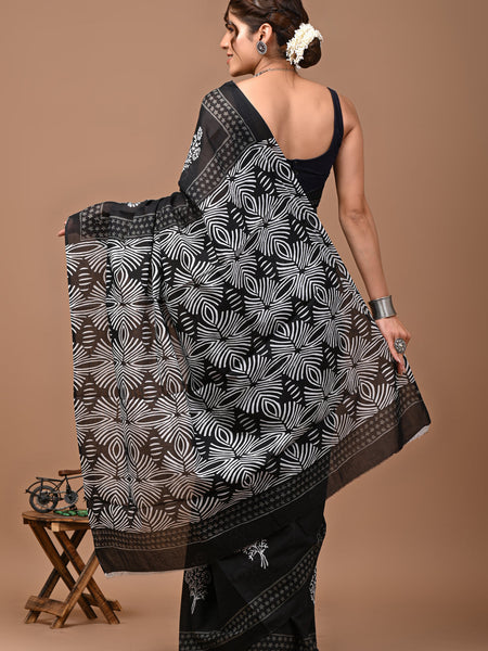 Elegant Hand Block Printed Cotton Saree