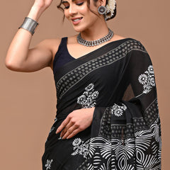 Elegant Hand Block Printed Cotton Saree