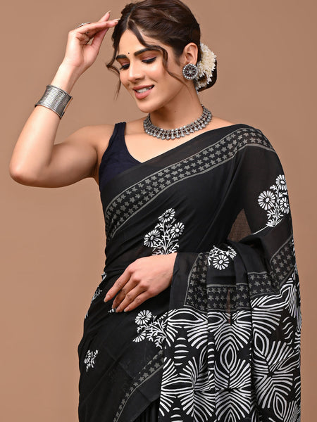 Elegant Hand Block Printed Cotton Saree