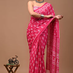 Elegant Hand Block Printed Cotton Saree