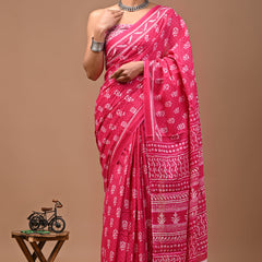 Elegant Hand Block Printed Cotton Saree