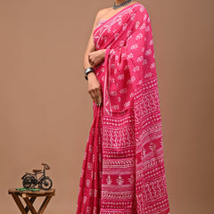 Elegant Hand Block Printed Cotton Saree