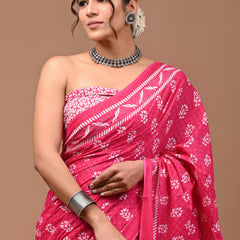Elegant Hand Block Printed Cotton Saree