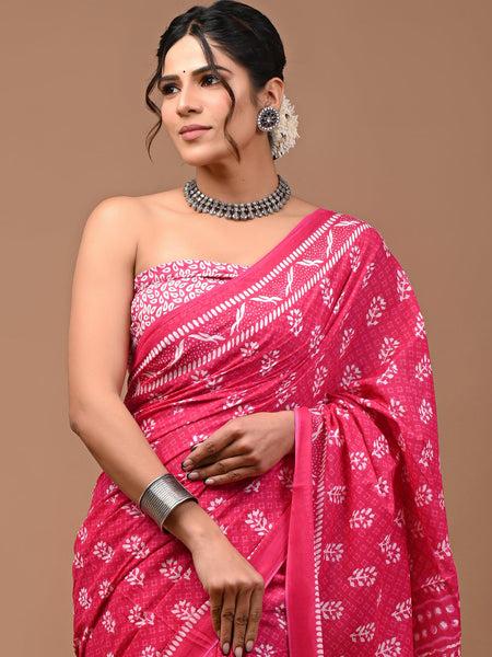 Elegant Hand Block Printed Cotton Saree