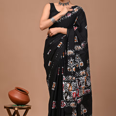 Elegant Hand Block Printed Cotton Saree