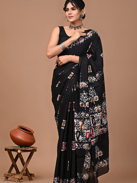 Elegant Hand Block Printed Cotton Saree