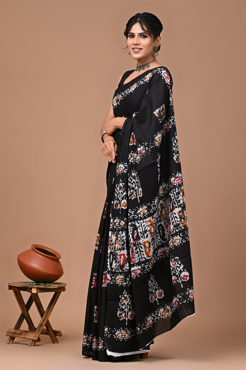 Elegant Hand Block Printed Cotton Saree
