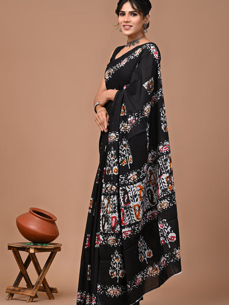 Elegant Hand Block Printed Cotton Saree