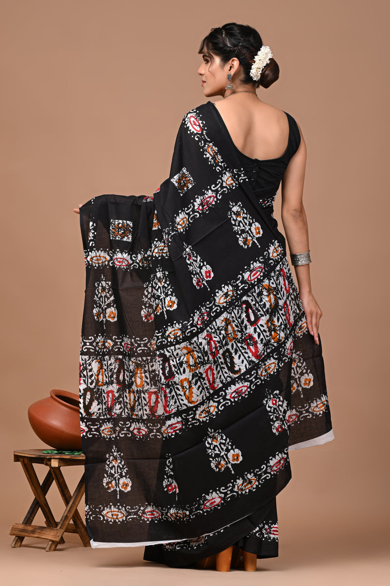 Elegant Hand Block Printed Cotton Saree