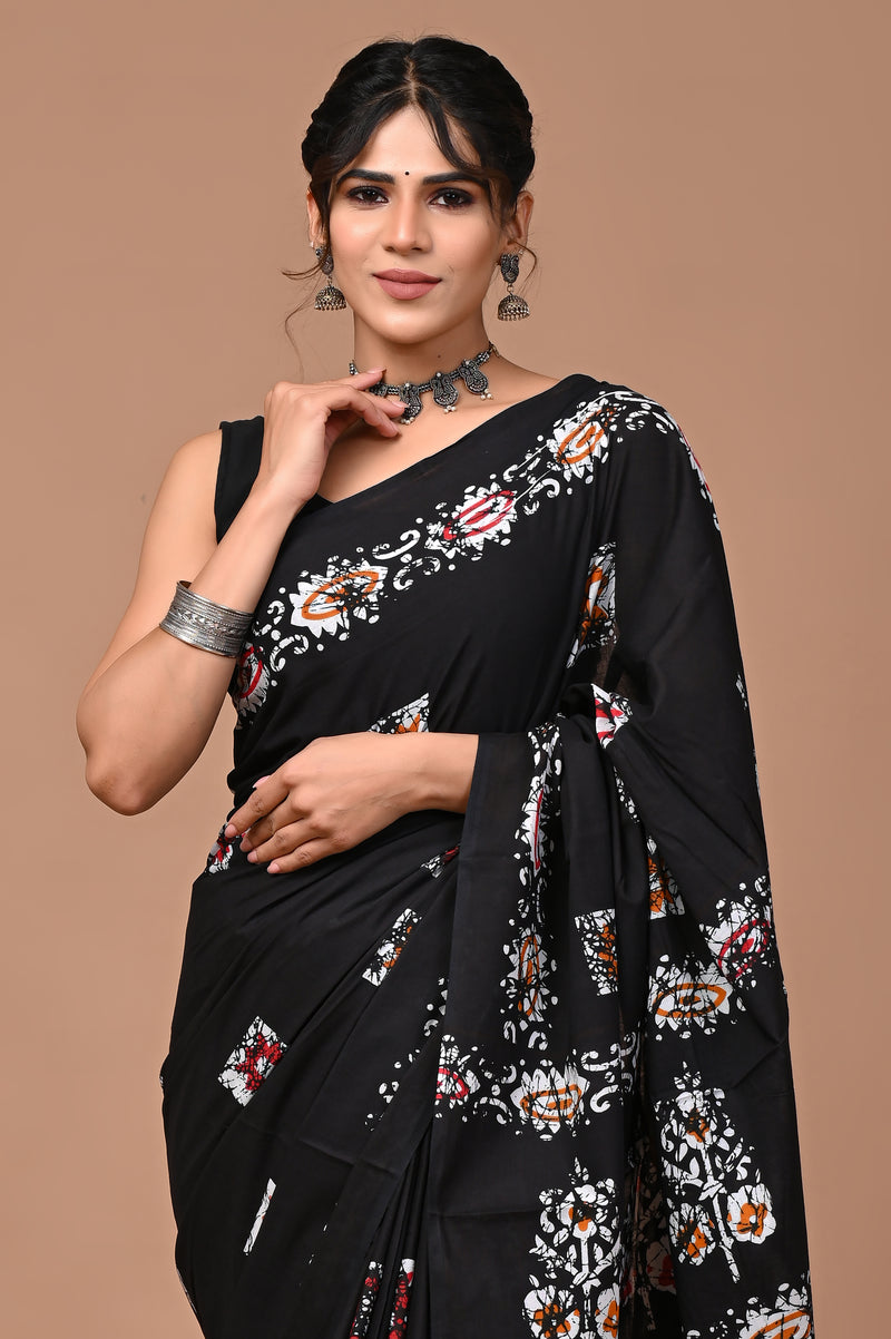 Elegant Hand Block Printed Cotton Saree