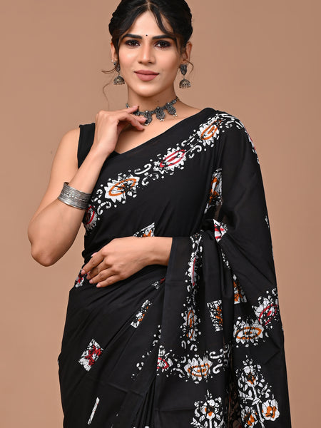 Elegant Hand Block Printed Cotton Saree