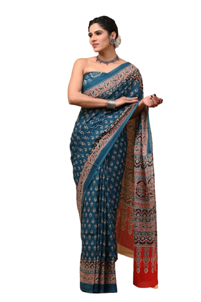 Elegant Hand Block Printed Cotton Saree