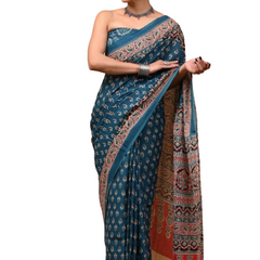 Elegant Hand Block Printed Cotton Saree