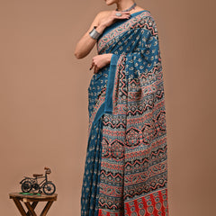 Elegant Hand Block Printed Cotton Saree