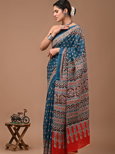 Elegant Hand Block Printed Cotton Saree