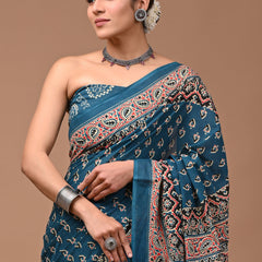 Elegant Hand Block Printed Cotton Saree