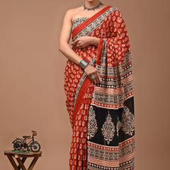 Elegant Hand Block Printed Cotton Saree