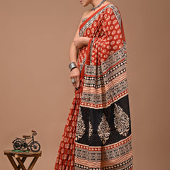 Elegant Hand Block Printed Cotton Saree