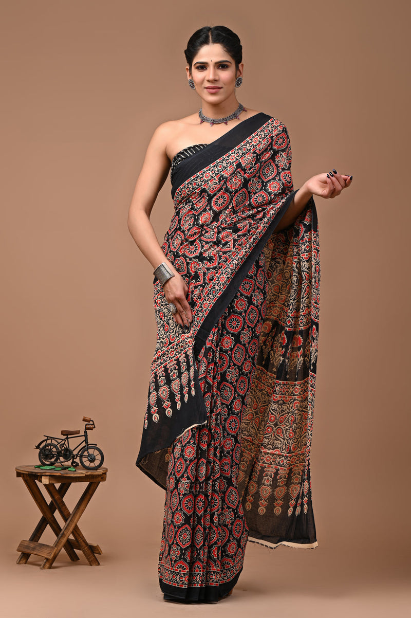 Elegant Hand Block Printed Cotton Saree