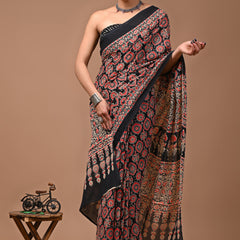 Elegant Hand Block Printed Cotton Saree