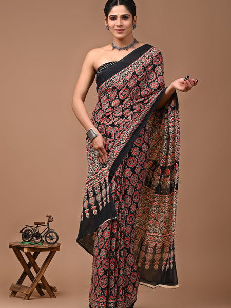 Elegant Hand Block Printed Cotton Saree