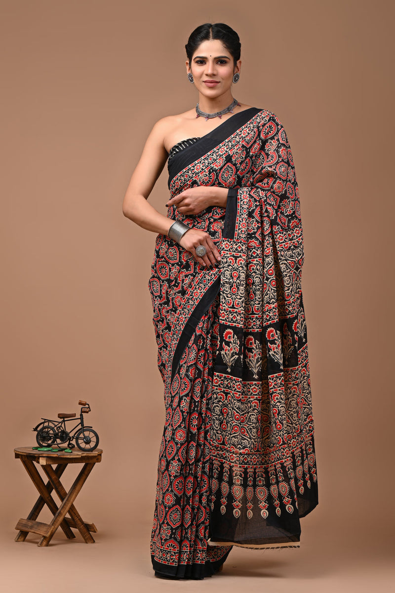 Elegant Hand Block Printed Cotton Saree