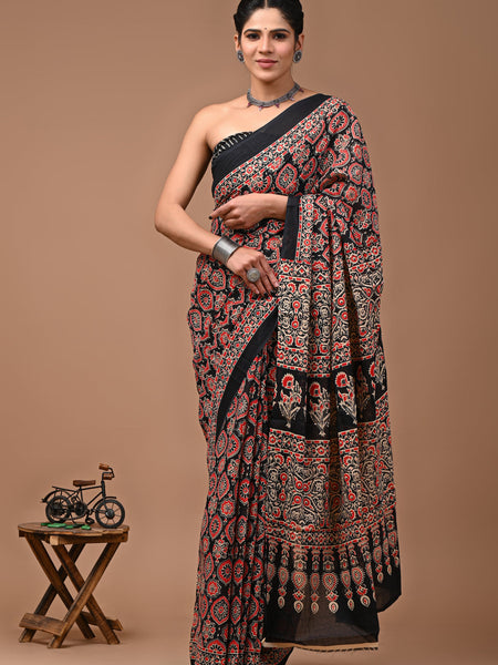 Elegant Hand Block Printed Cotton Saree