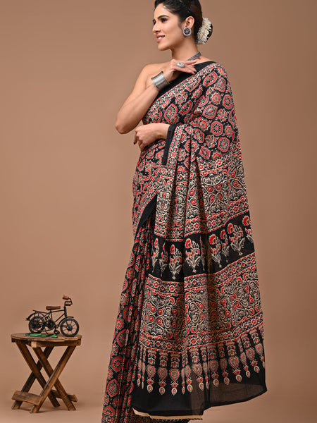 Elegant Hand Block Printed Cotton Saree