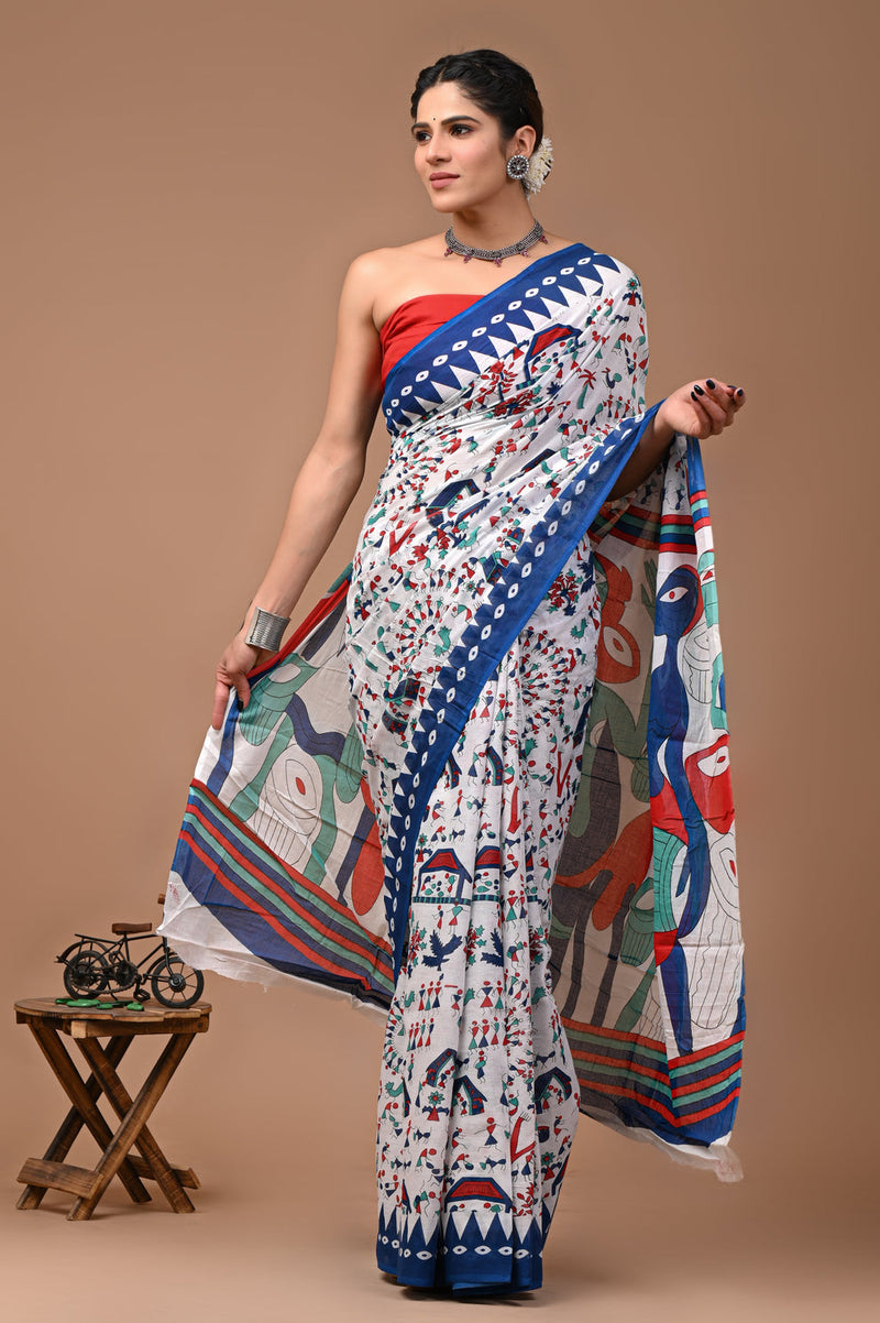 Elegant Hand Block Printed Cotton Saree