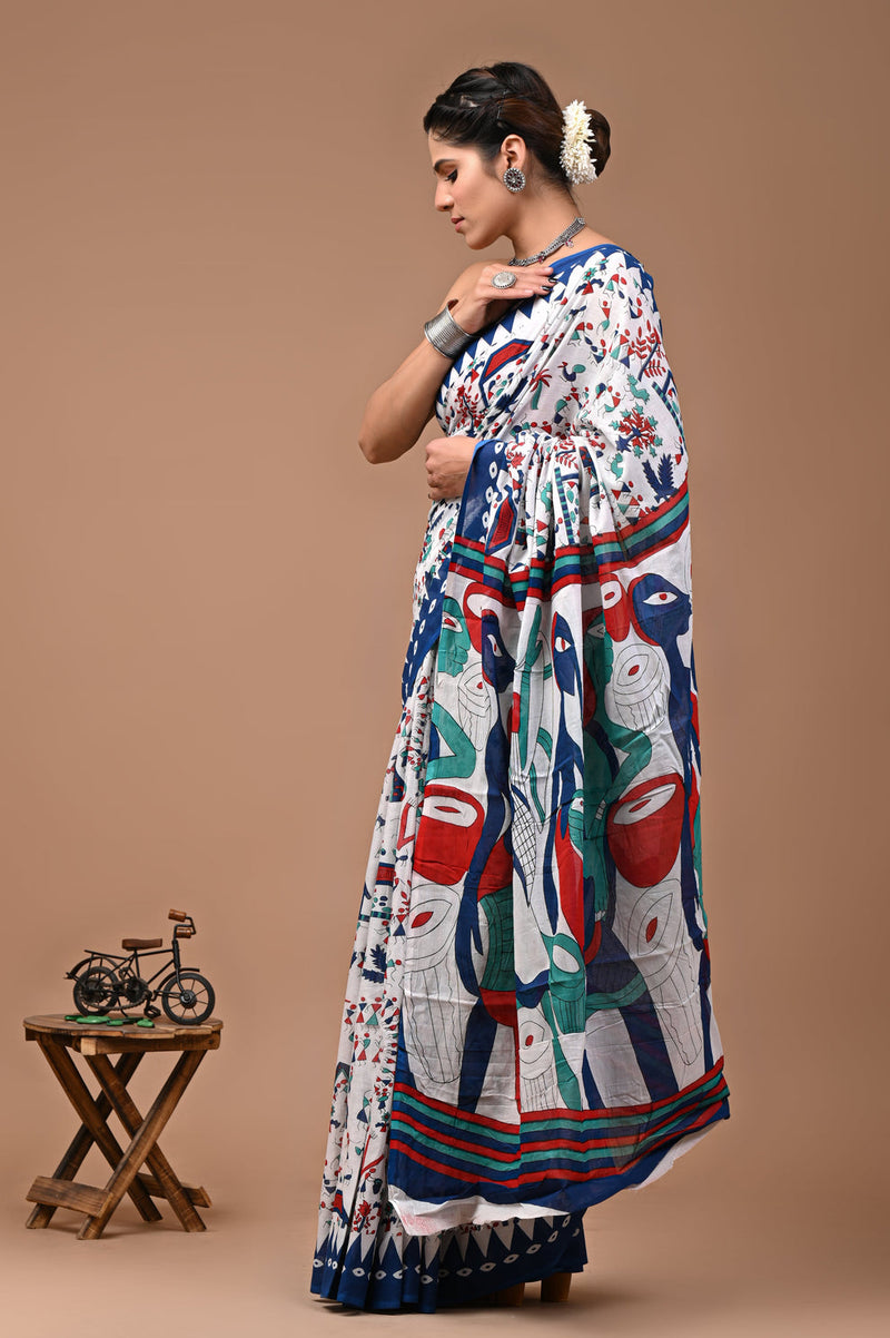 Elegant Hand Block Printed Cotton Saree