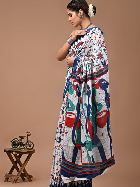 Elegant Hand Block Printed Cotton Saree